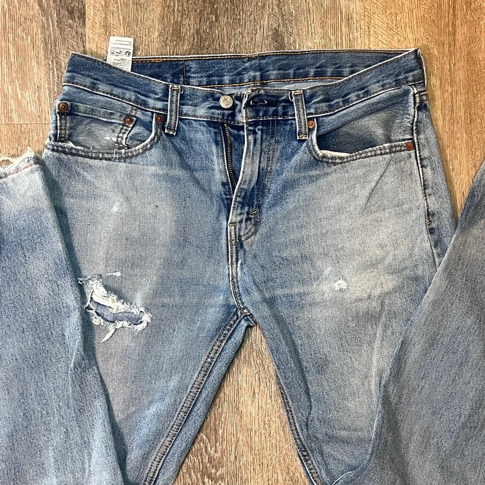 Levi's 505 Distressed Blue Straight Leg Jeans W32 L32